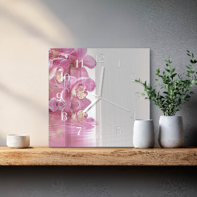 Zegar ścienny kwadratowy Orchidea
