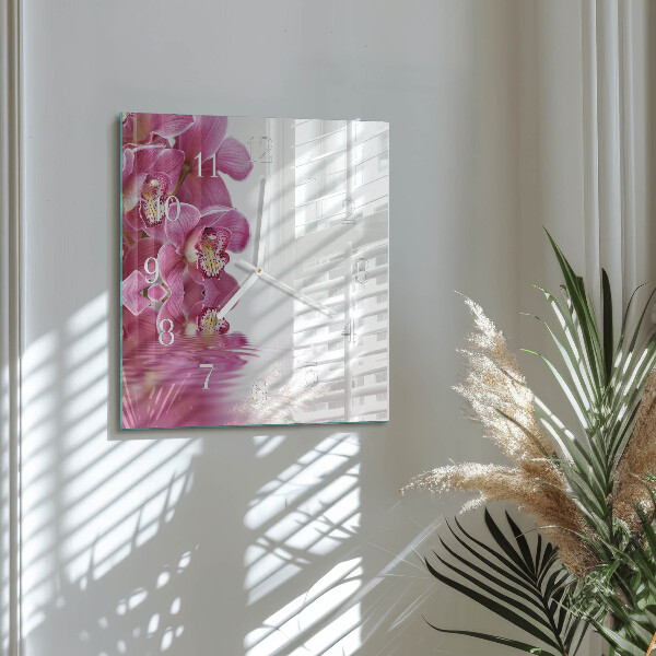 Zegar ścienny kwadratowy Orchidea