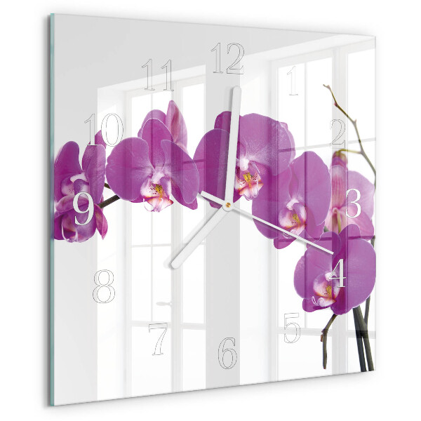 Zegar ścienny kwadratowy Orchidea