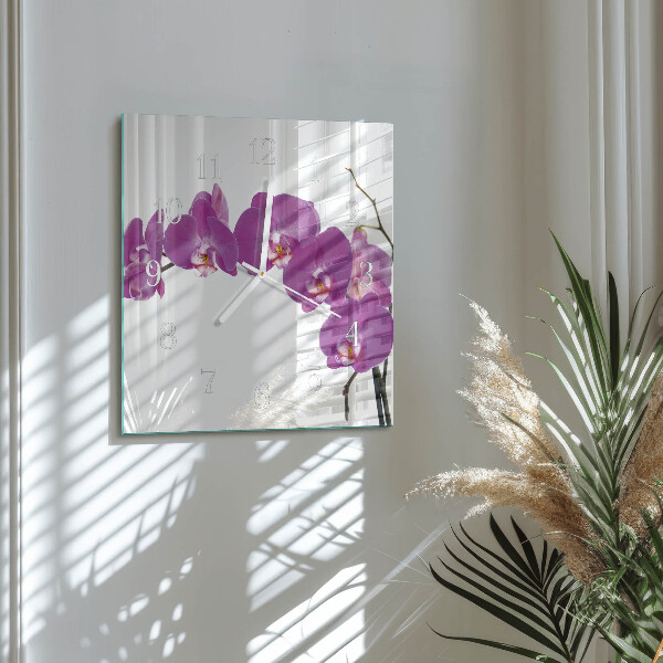 Zegar ścienny kwadratowy Orchidea