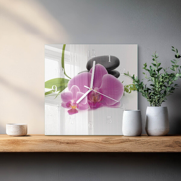 Zegar ścienny kwadratowy Orchidea