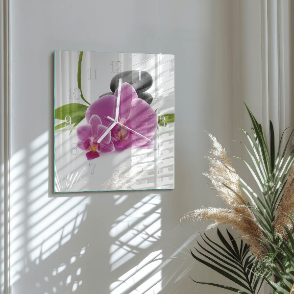Zegar ścienny kwadratowy Orchidea