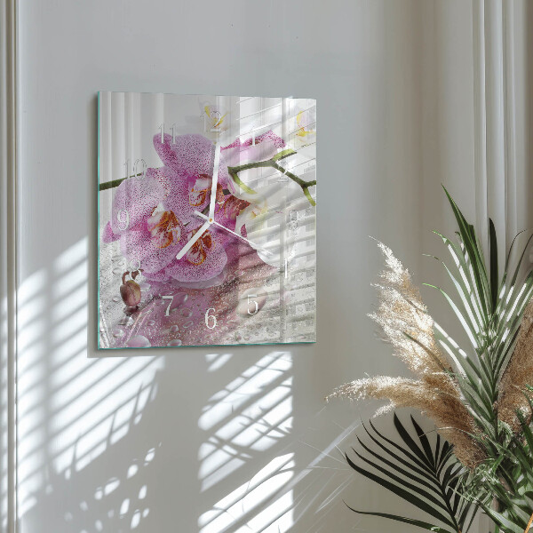 Kwadratowy zegar Orchidea