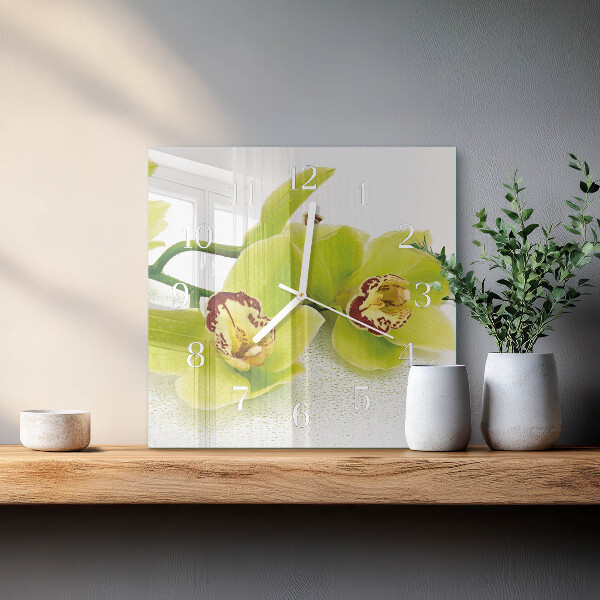 Kwadratowy zegar Orchidea
