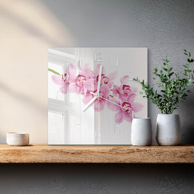Kwadratowy zegar Orchidea