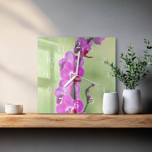 Zegar ścienny kwadratowy Orchidea