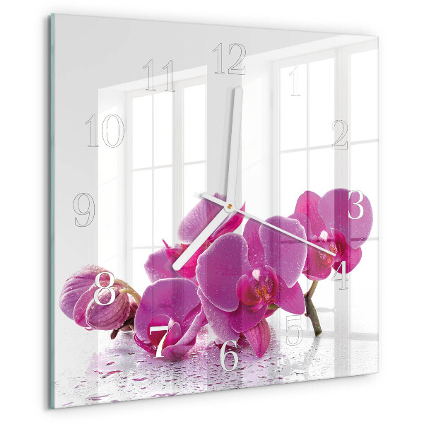 Zegar ścienny kwadratowy Orchidea