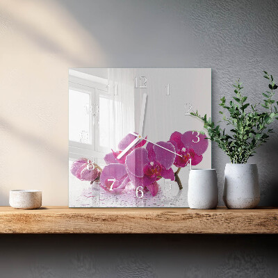 Zegar ścienny kwadratowy Orchidea