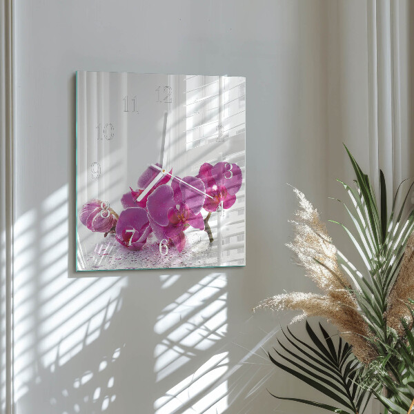 Zegar ścienny kwadratowy Orchidea