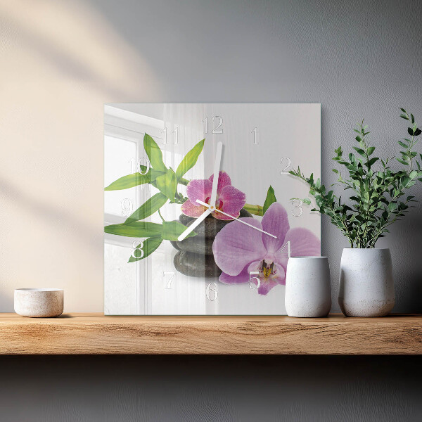 Zegar ścienny kwadratowy Orchidea