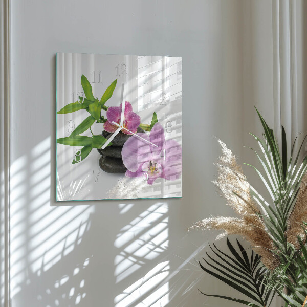 Zegar ścienny kwadratowy Orchidea