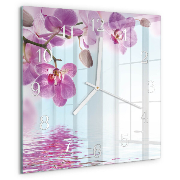 Zegar ścienny kwadratowy Orchidea