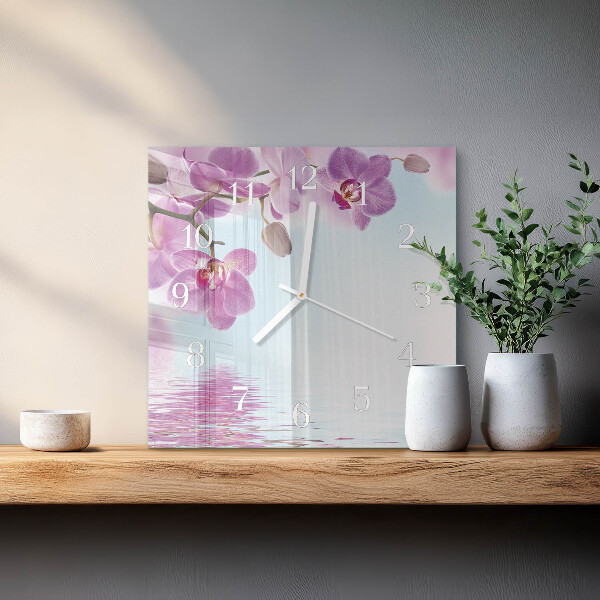 Zegar ścienny kwadratowy Orchidea