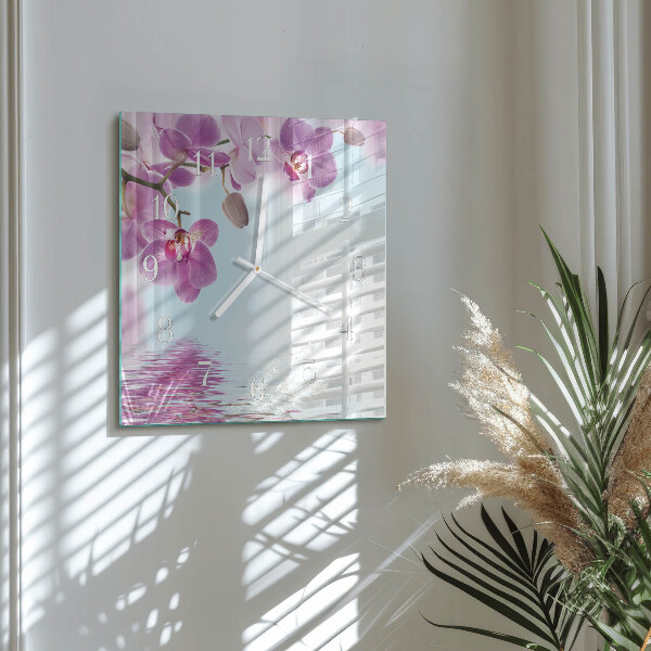 Zegar ścienny kwadratowy Orchidea