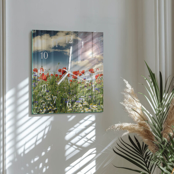 Zegar ścienny kwadratowy Łąka