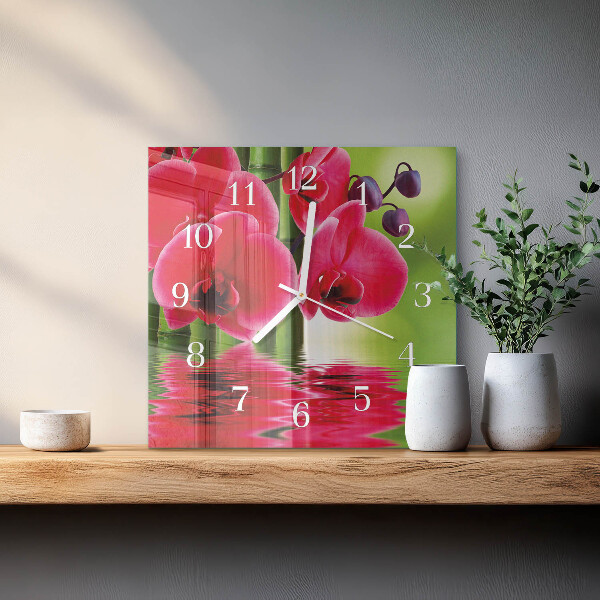 Zegar ścienny kwadratowy Orchidea