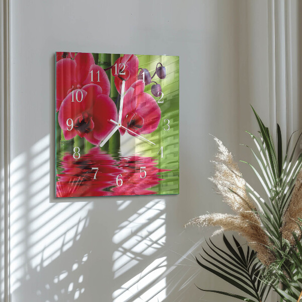 Zegar ścienny kwadratowy Orchidea