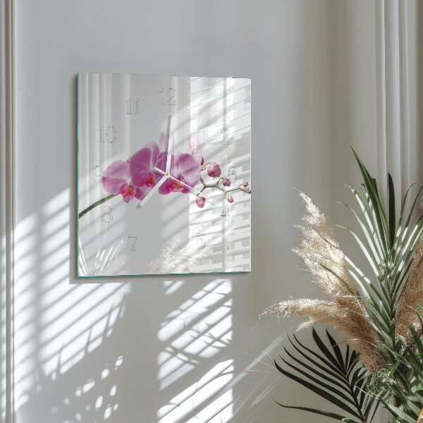 Zegar ścienny kwadratowy Orchidea