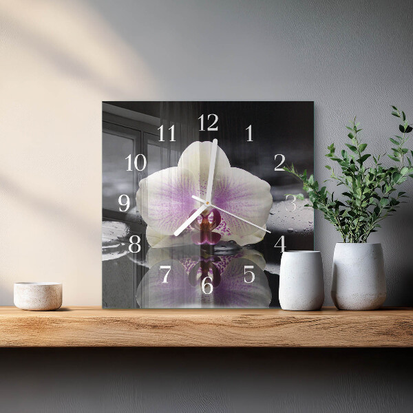 Zegar ścienny kwadratowy Orchidea