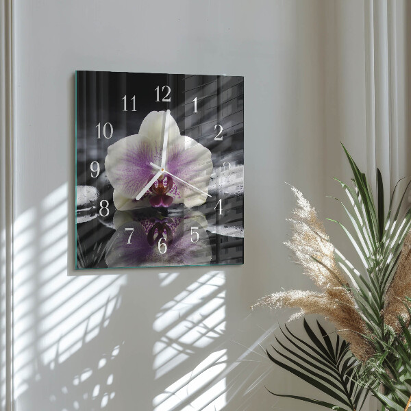 Zegar ścienny kwadratowy Orchidea