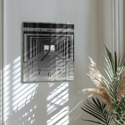 Zegar szklany kwadratowy Tunel 3D