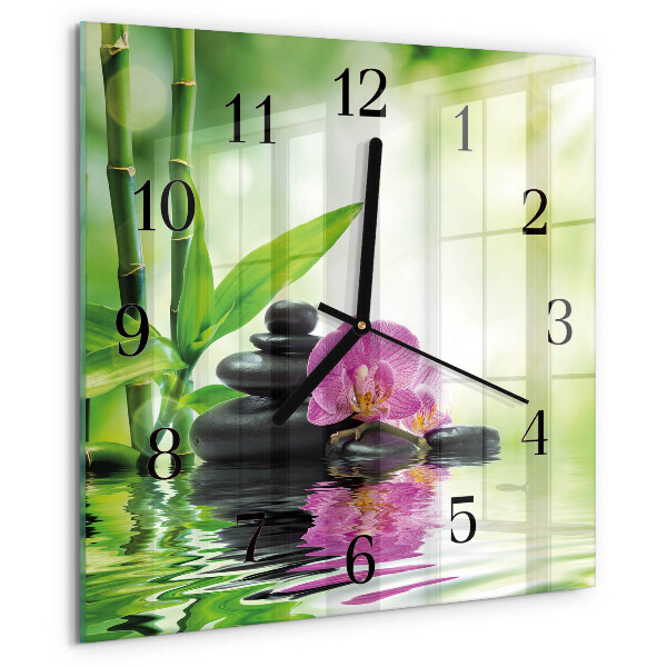 Zegar szklany kwadratowy Spa Orchidea