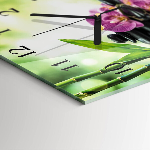 Zegar szklany kwadratowy Spa Orchidea