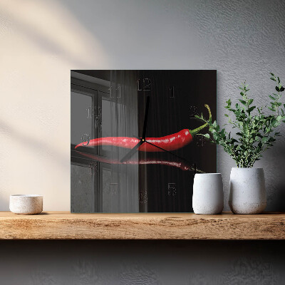 Zegar szklany kwadratowy Papryczka Chili