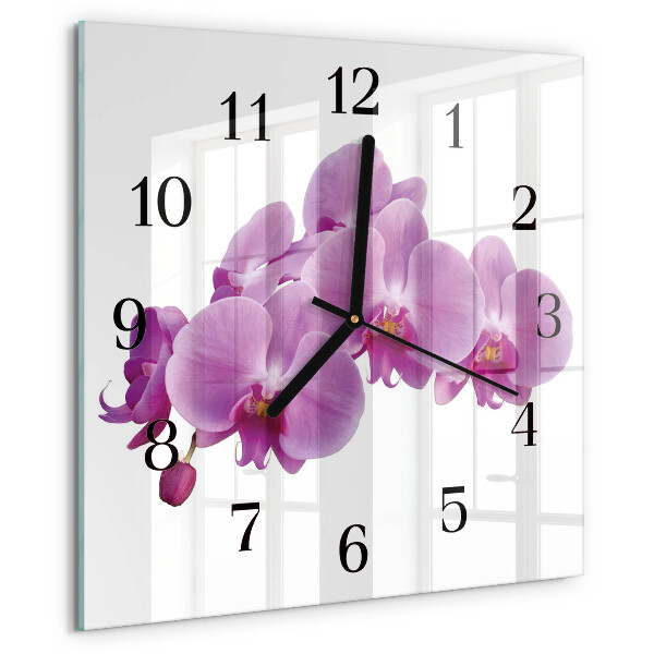 Zegar szklany kwadratowy Orchidea