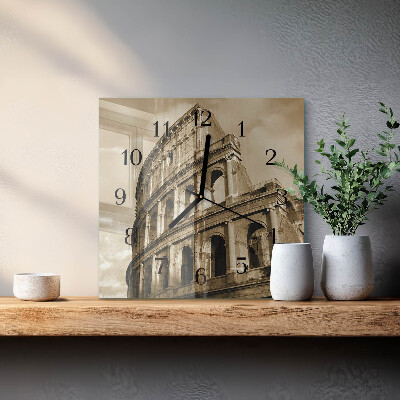 Zegar szklany kwadratowy Koloseum Sepia