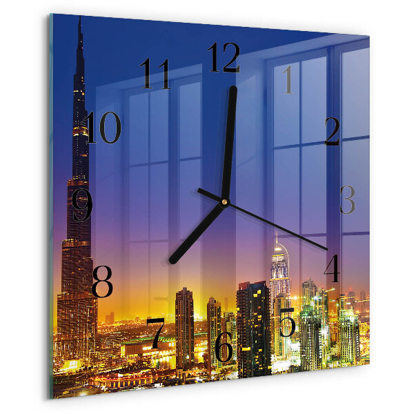 Zegar szklany kwadratowy Horyzont Dubaj