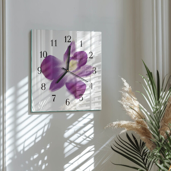 Zegar kwadratowy Kwiat Orchidei
