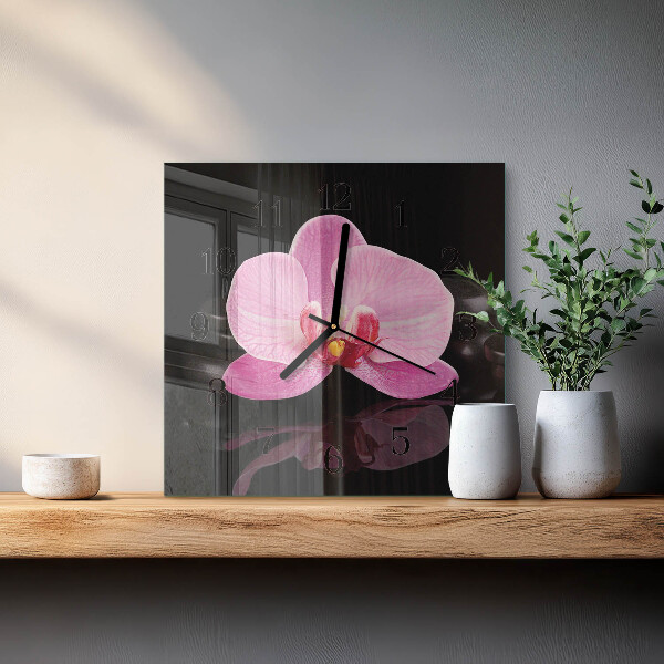 Zegar szklany kwadratowy Orchidea