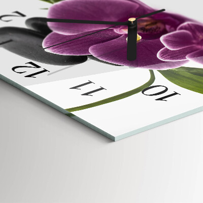Zegar szklany kwadratowy Orchidea