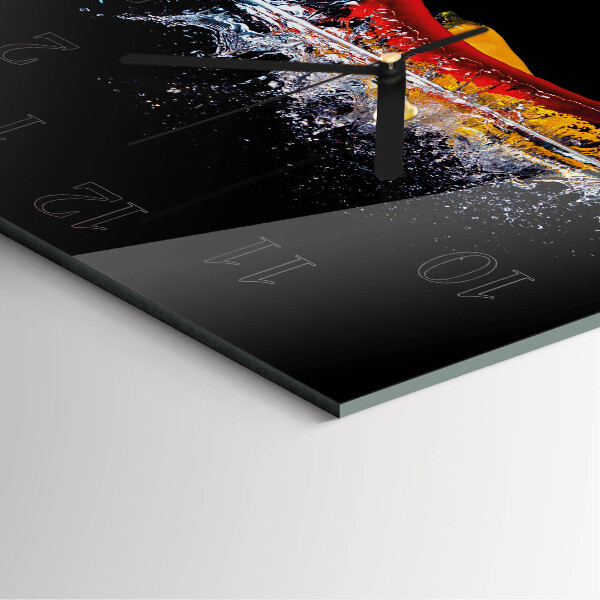 Zegar szklany kwadratowy Papryczki Chili