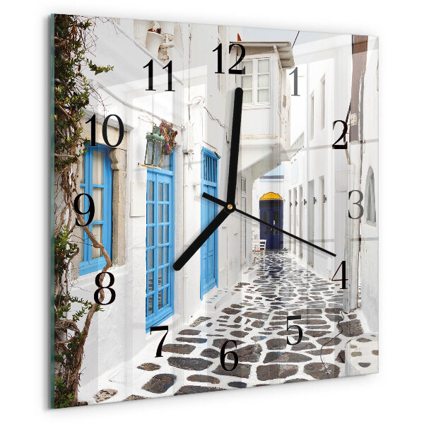 Zegar szklany kwadratowy Santorini