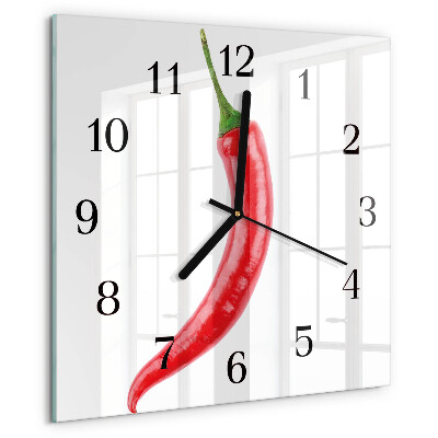 Zegar szklany kwadratowy Papryczka Chili