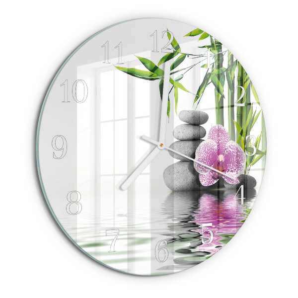 Zegar ścienny okrągły Kamienie Orchidei