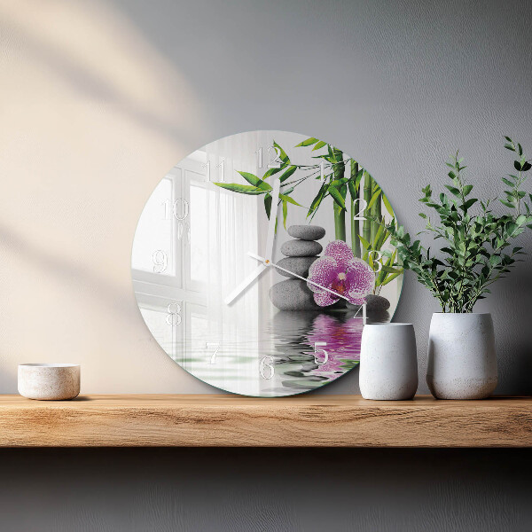 Zegar ścienny okrągły Kamienie Orchidei