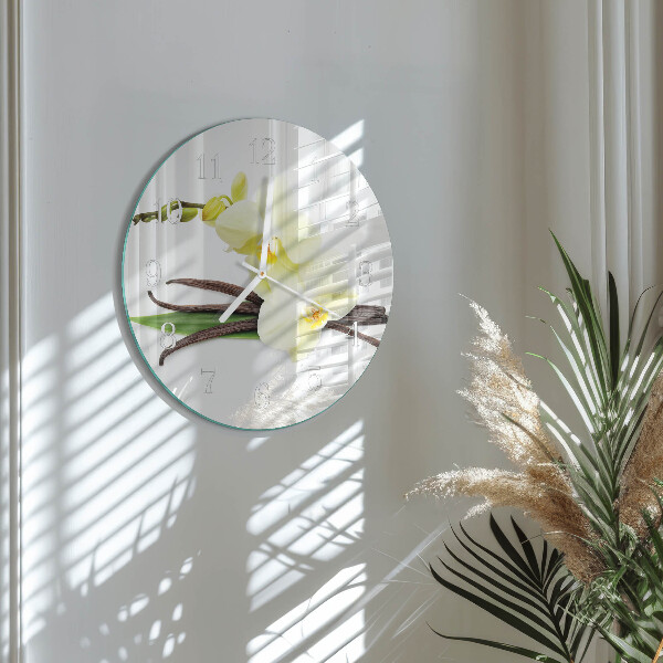 Zegar ścienny okrągły Orchidea Waniliowa