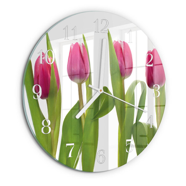 Zegar ścienny okrągły Tulipany