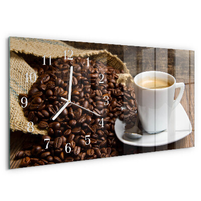 Zegar szklany poziomy Kawa