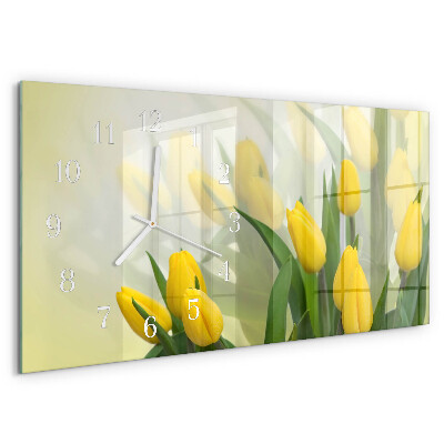 Zegar szklany poziomy Tulipany