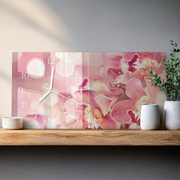 Zegar szklany poziomy Orchidee