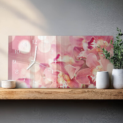Zegar szklany poziomy Orchidee