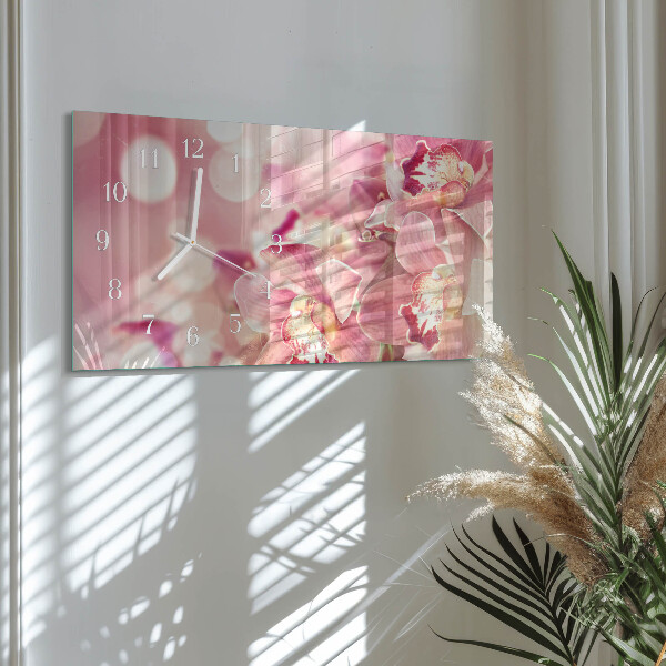 Zegar szklany poziomy Orchidee