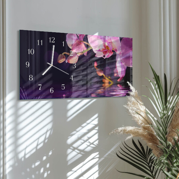 Zegar szklany poziomy Orchidea