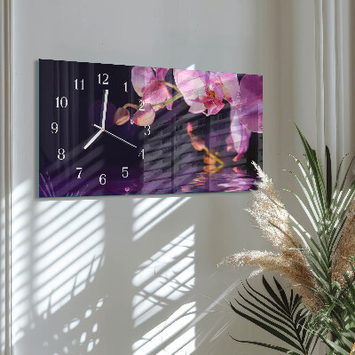 Zegar szklany poziomy Orchidea